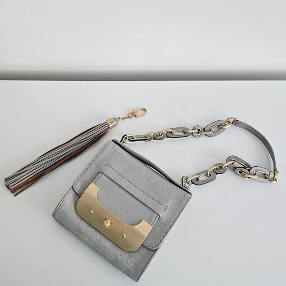 DIANE VON FURSTENBERG HARPER MINI CINZA SHOULDER BAG! - Picture 8 of 16